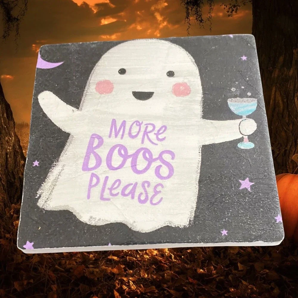 Baby Ghost Drink Coasters set of 4 CERAMIC Coasters HALLOWEEN New handmade